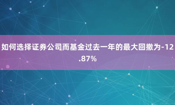 如何选择证券公司而基金过去一年的最大回撤为-12.87%